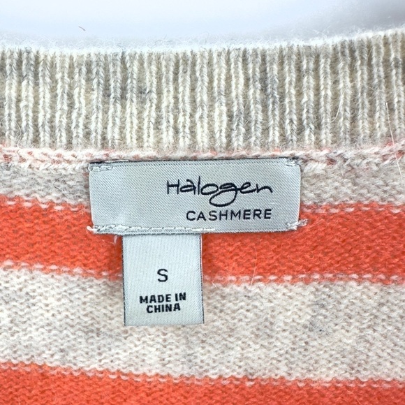 Halogen Womens Cashmere Sweater Size S Orange Stripe Long Sleeve Pullover Jumper - Picture 3 of 8